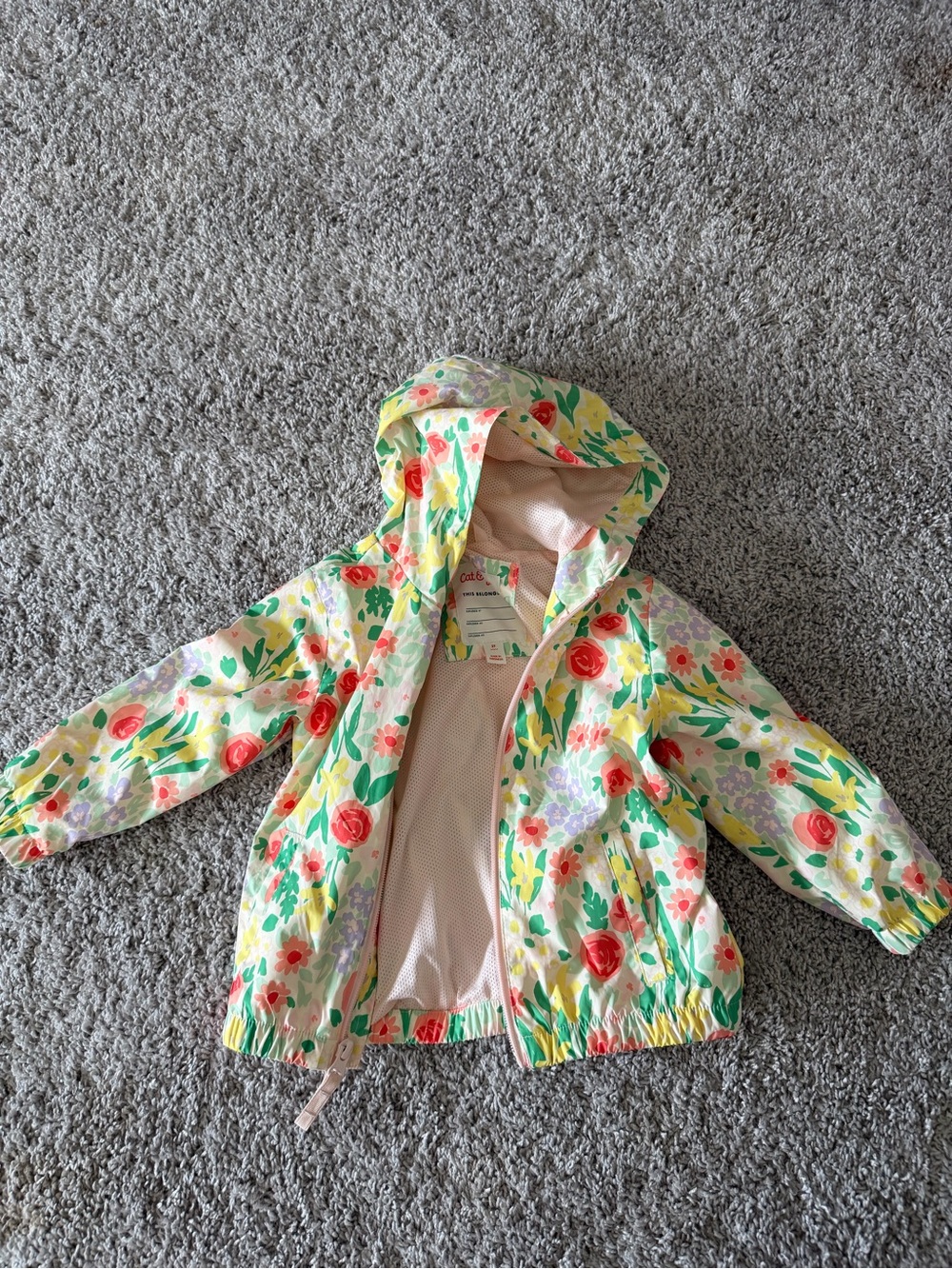 Cat & Jack Girls Floral Hooded Rain Jacket